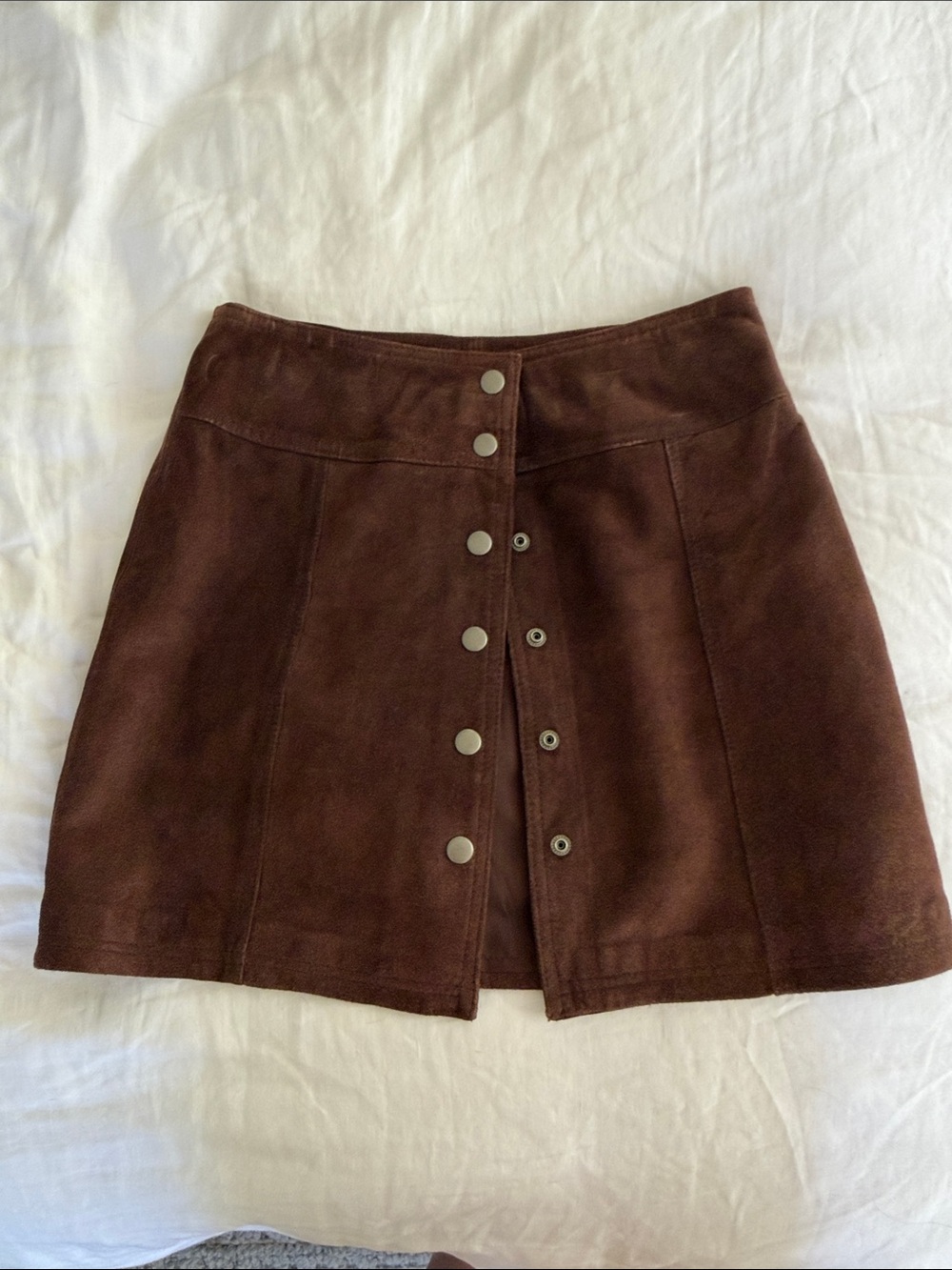 GAP Brown Suede Button-Front Mini Skirt